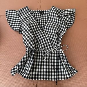J Crew | Gingham Wrap Top